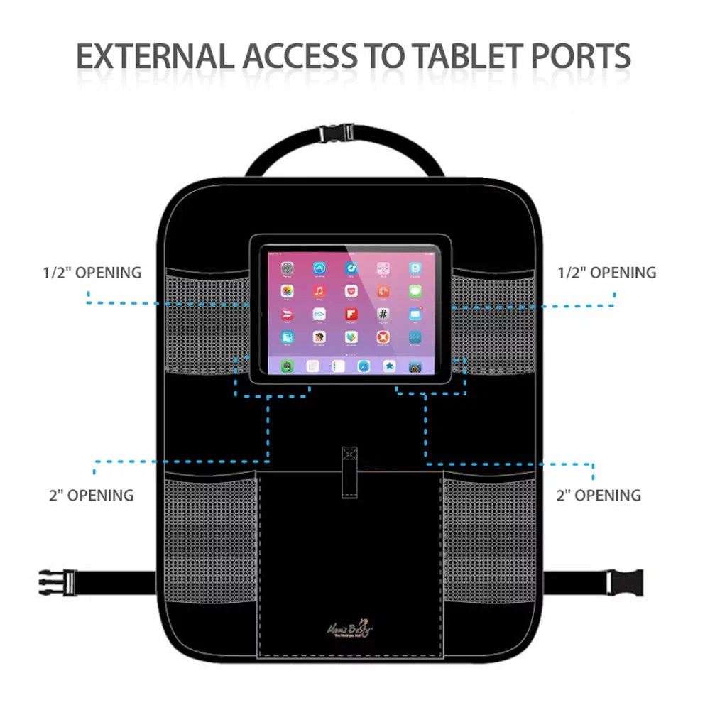 Mom's Besty Car Back Seat Organizer for Kids and Toddlers - Touch Screen Tablet Holder for Android & iOS Tablets - Multipurpose Use as Auto Seat Back Protector, Kick Mat, Car Organizer - Exclusive Design