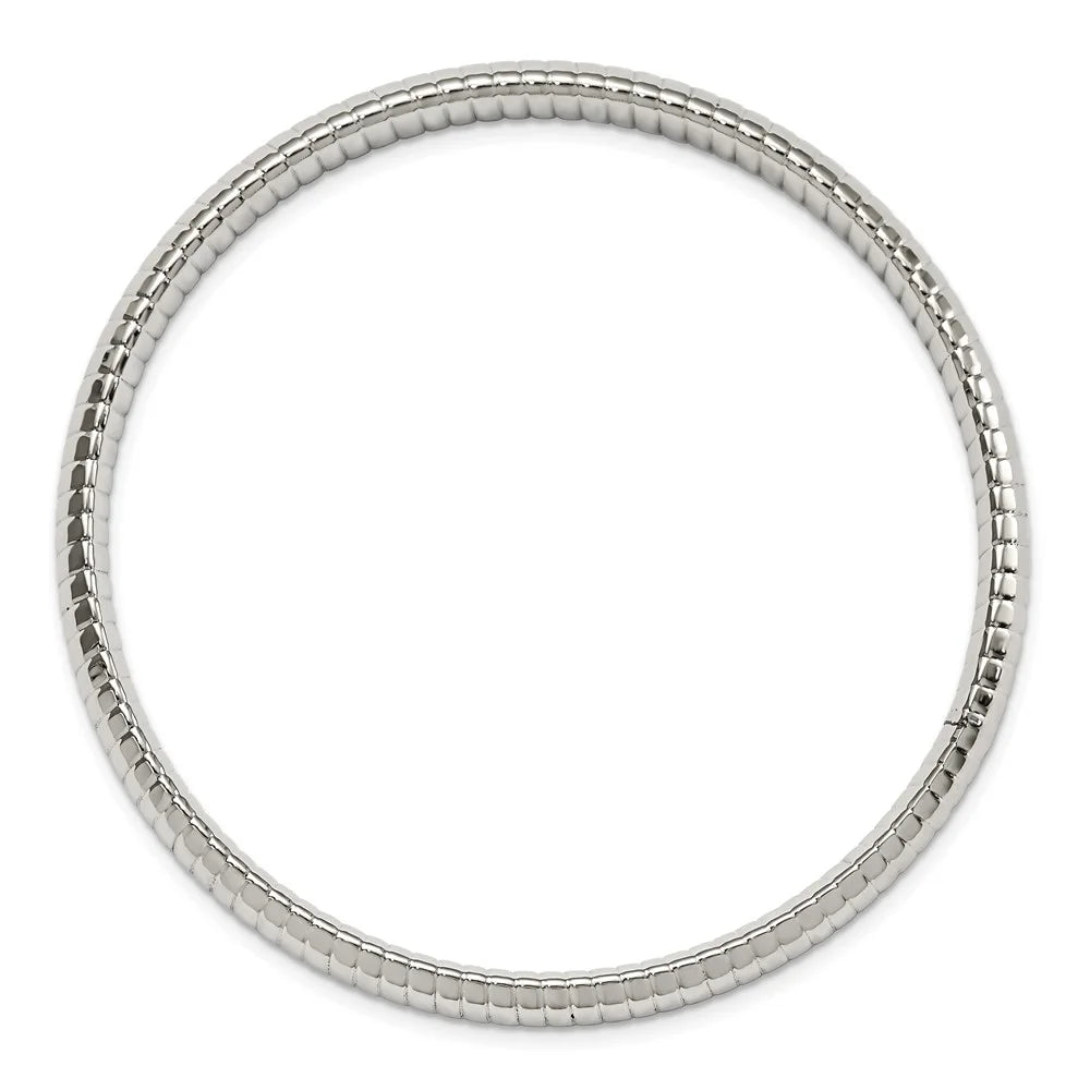 Stainless Steel Bracelet Bangle Women's 7 mm 8 in Chisel Polished and Textured Hollow