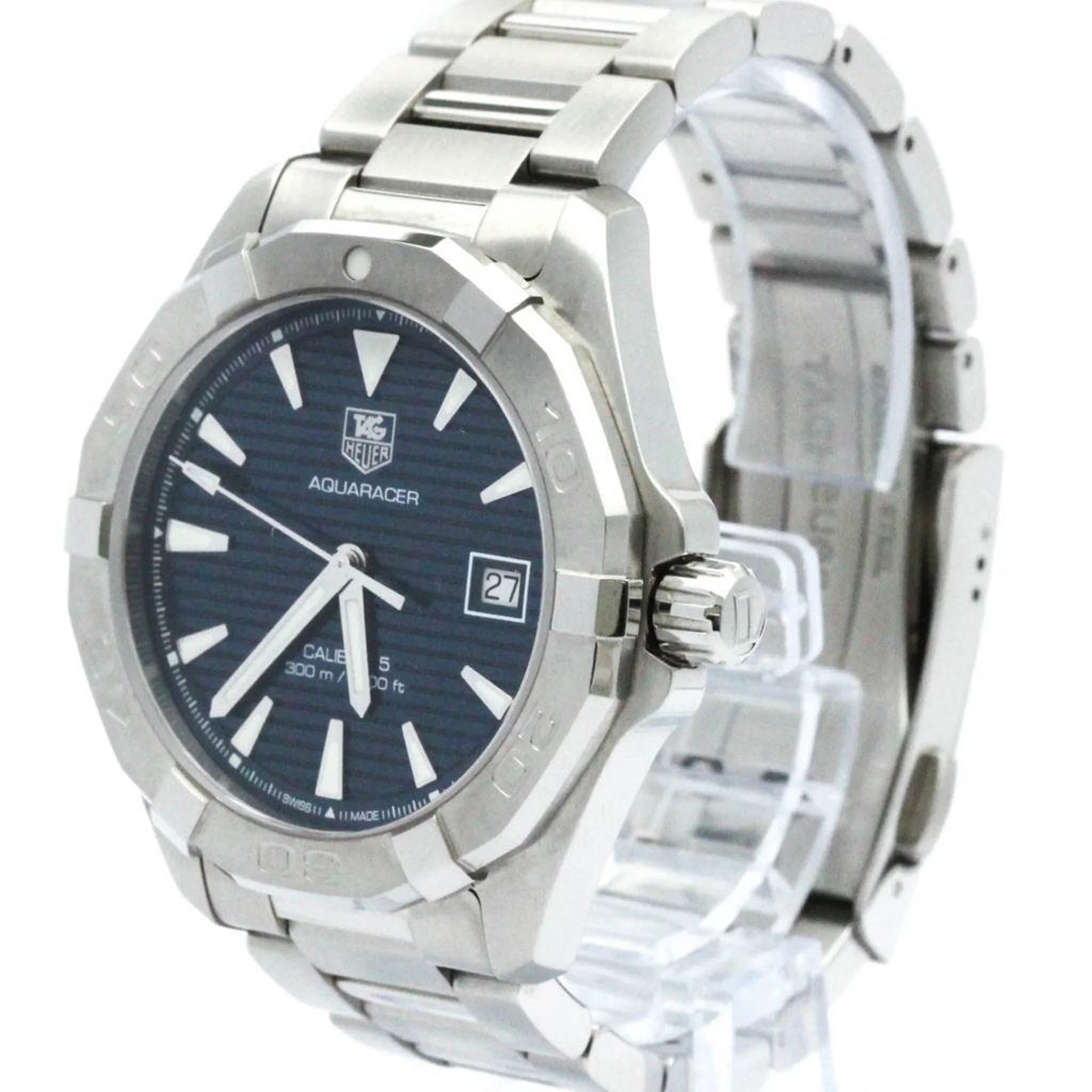 Stylish Pre-Owned Polished TAG HEUER Aquaracer Calibre 5 Steel Automatic Watch WAY2112 BF570555 (Good)