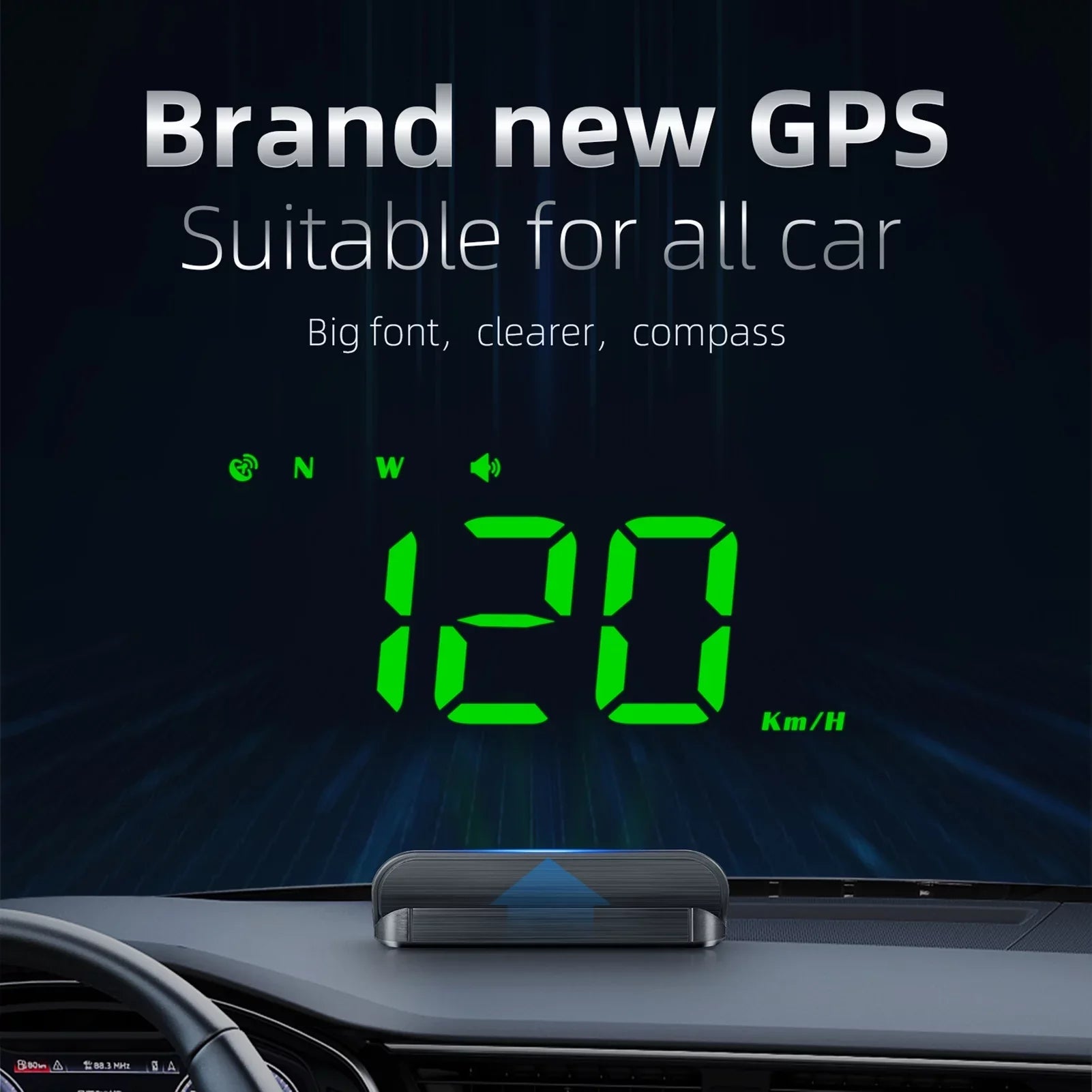 moobody Car HUD 3.5 inch Head-up Display Windshield Projecter Digital Vehicle Speedometer GPS Model Overspeed Warning Fatigue Driving Alarm