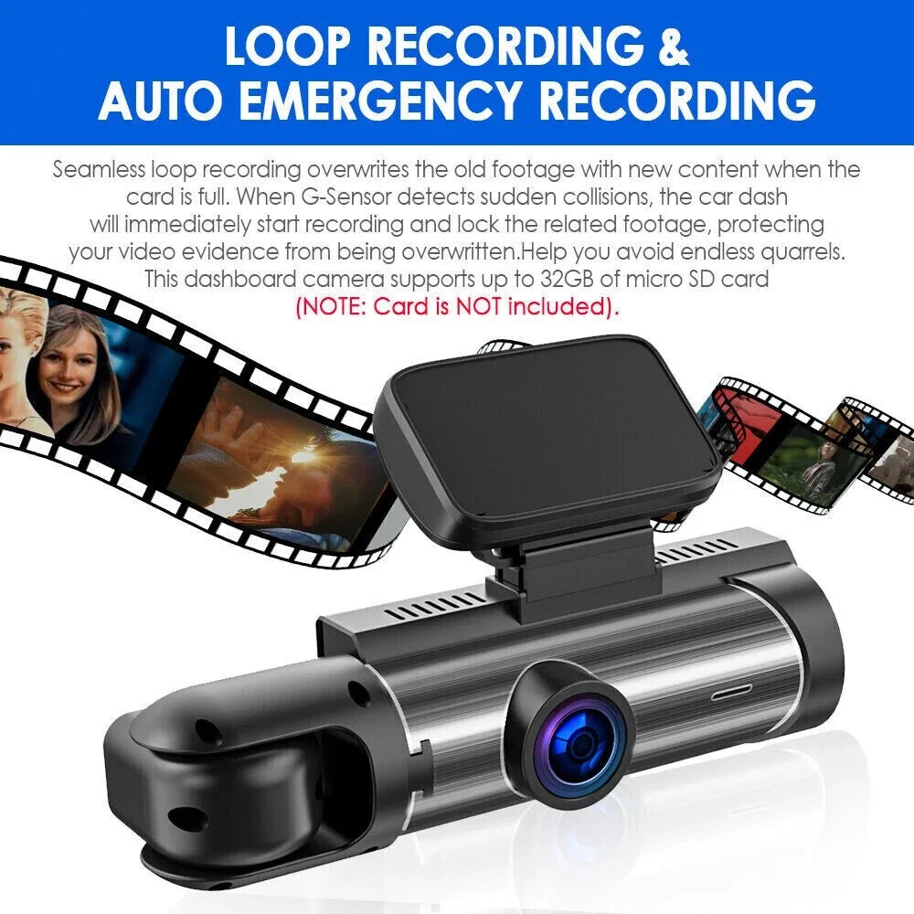 JLLOM Car DVR Dash Cam with Dual Lens Front and Inside Camera - 1080P - Exclusive Design