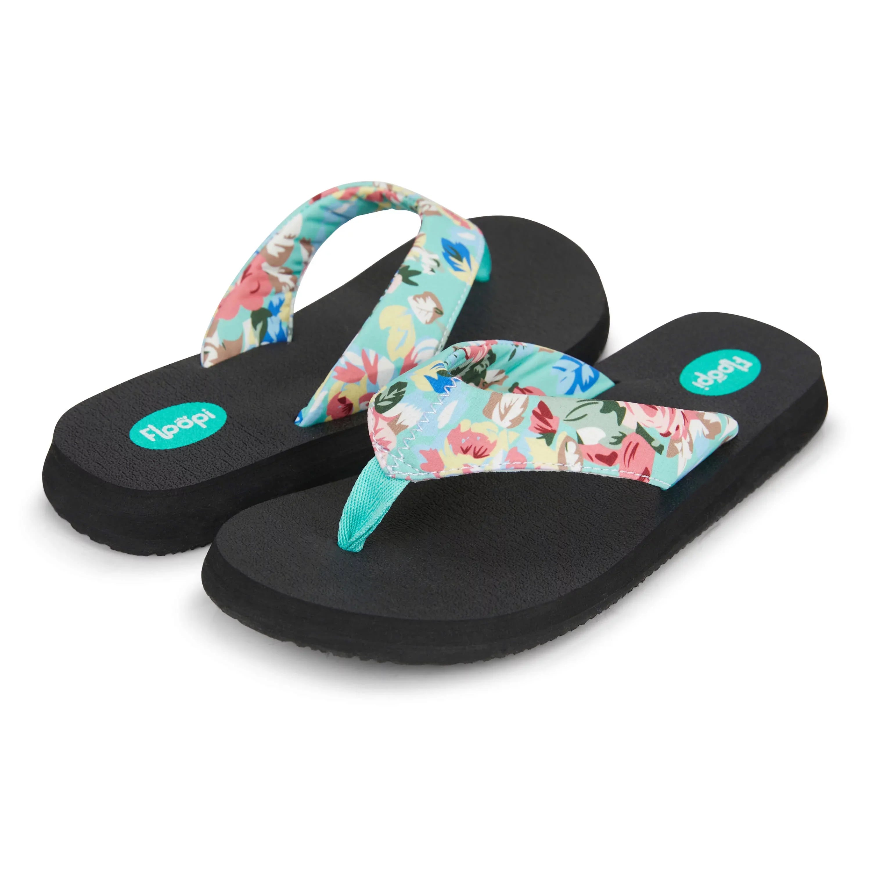 Floopi Flip Flops for Women, Floral Sandals, Casual Flat Yoga Mat Thong Womenâs Sandals, Ladies Beach Sandals with Indoor & Outdoor Anti-Skid Soles.