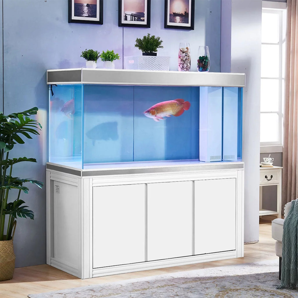 Aqua Dream 235 Gallon Tempered Glass All-in-one Aquarium White and Silver