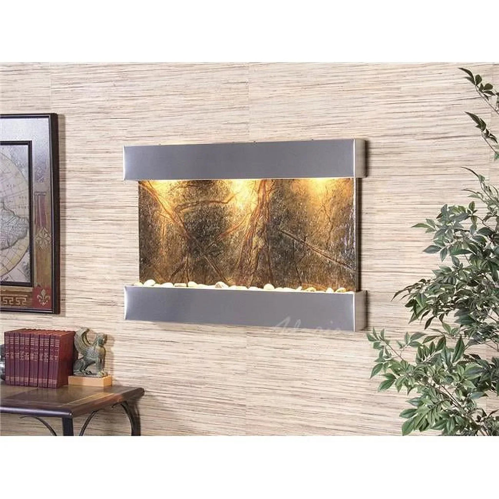 Adagio RCS2005 Reflection Creek Stainless Steel Green-Marble Wall Fountain - Exclusive Design