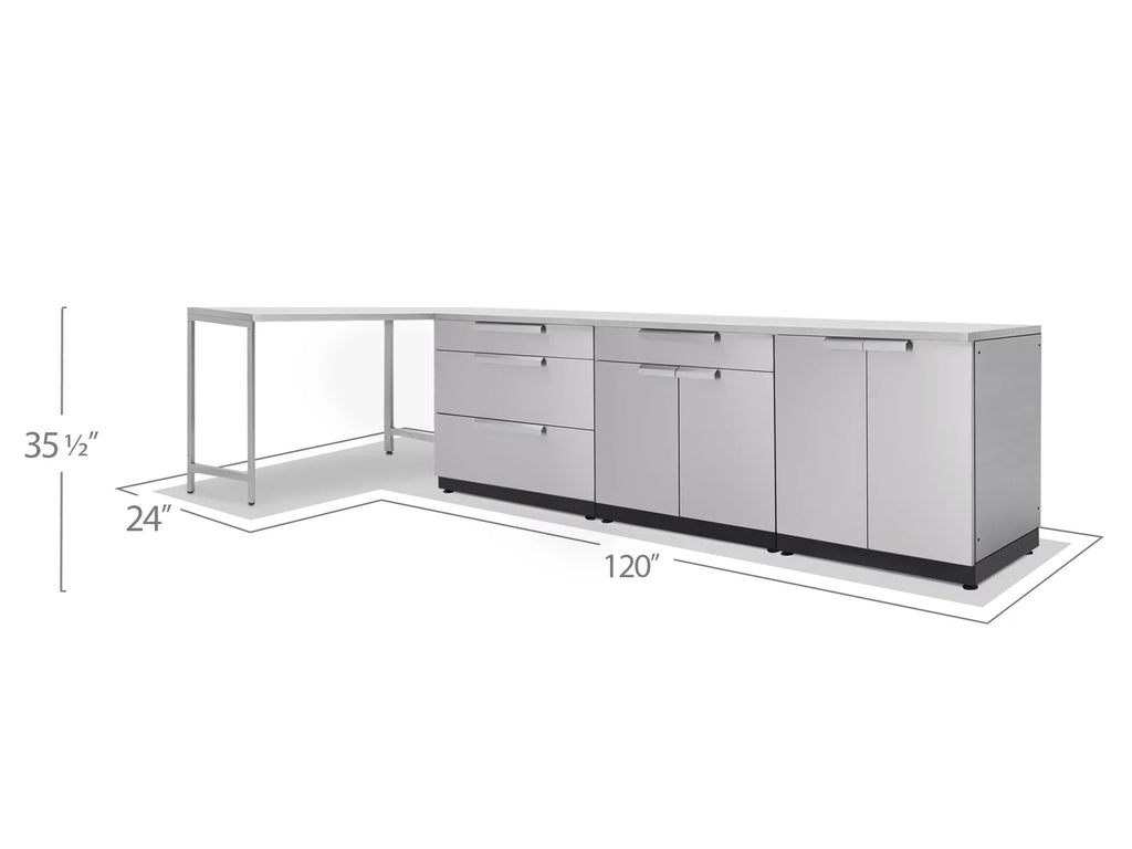 Outdoor Kitchen 5 Piece Cabinet Set in Stainless Steel with Countertops