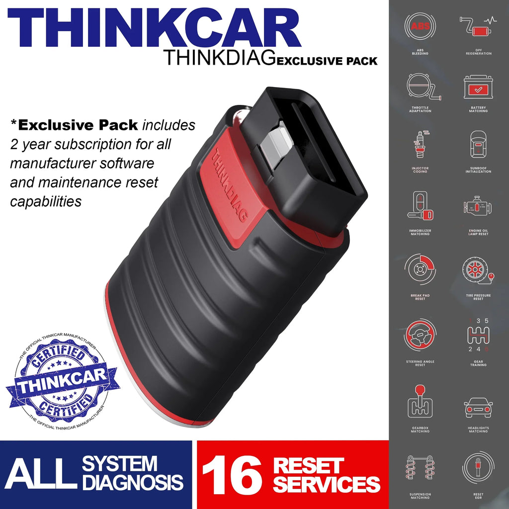 Bluetooth OBD2 Scanner Full Systems Car Diagnostic Tool Code Reader (2 Year Software Included) 15 Maintenance Functions for Cars Since 1996- THINKCAR THINKDIAG - Exclusive Design