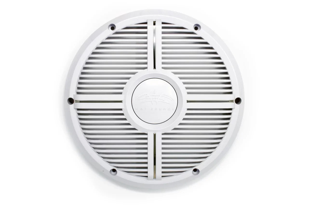 Wet Sounds Revo 12" Subwoofer, Grill, & RGB LED Ring - White Subwoofer & White Closed Face XW Grill - 4 Ohm - Exclusive Design