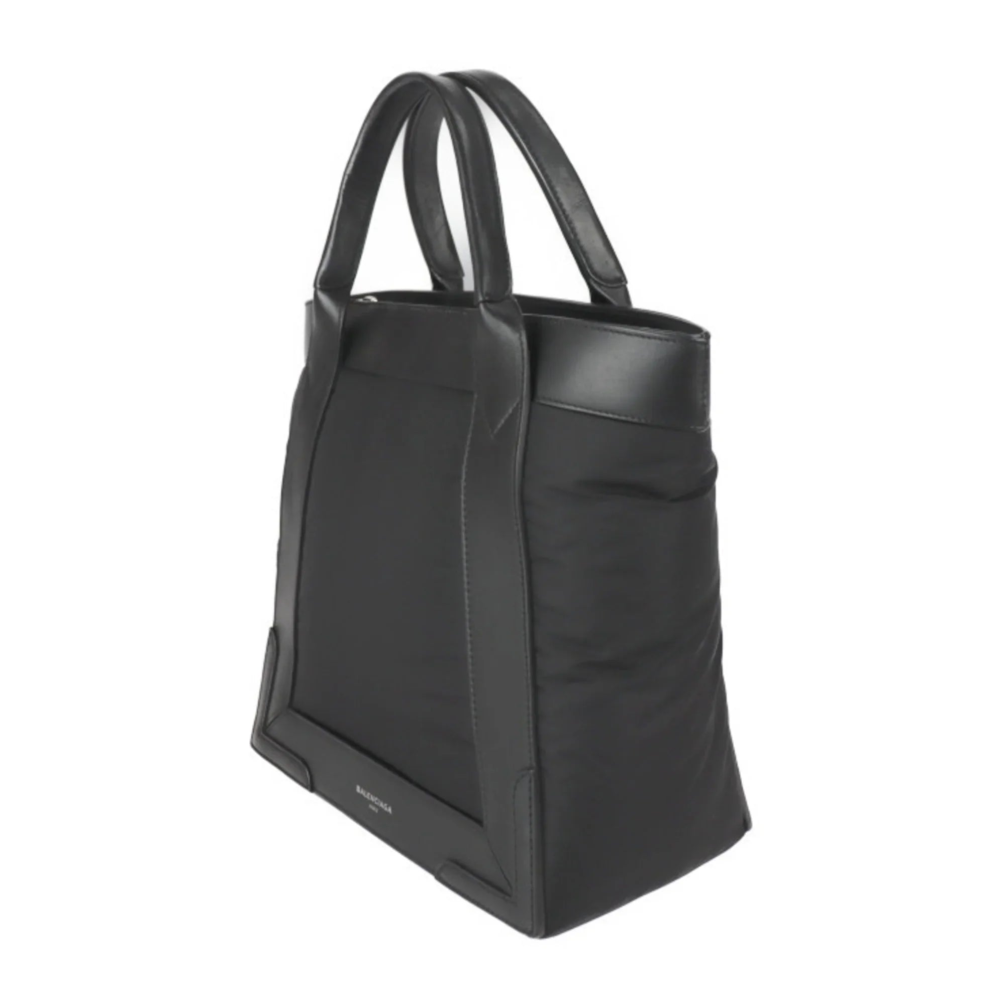 Stylish Pre-Owned BALENCIAGA Balenciaga Kabas S tote bag 363425 nylon leather black silver metal fittings (Good)