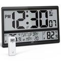 LFF Atomic Clock / Never Needs Setting, Battery Operated, Indoor / Outdoor Temperature, Atomic Wall Clock with 4.5" Numbers Easy-to-Read, 15" Large Digital Wall Clock with Wireless Outdoor Sensor