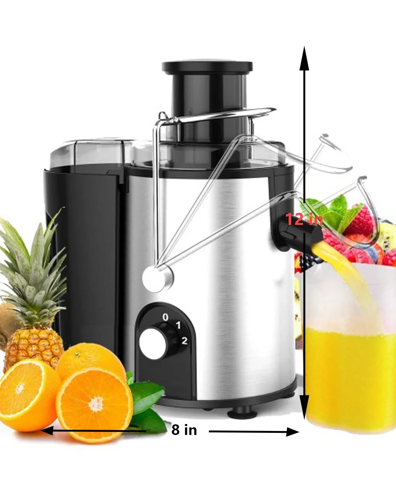 Centrifugal Juicer Machines for Fruits and Vegetables - High Juice Yield - Anti-Drip Catcher & Brush Included
