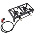 Stylish walmeck Propane Gas Double Cast Iron Stove for Patio Camping BBQ Cooking ( Standard)
