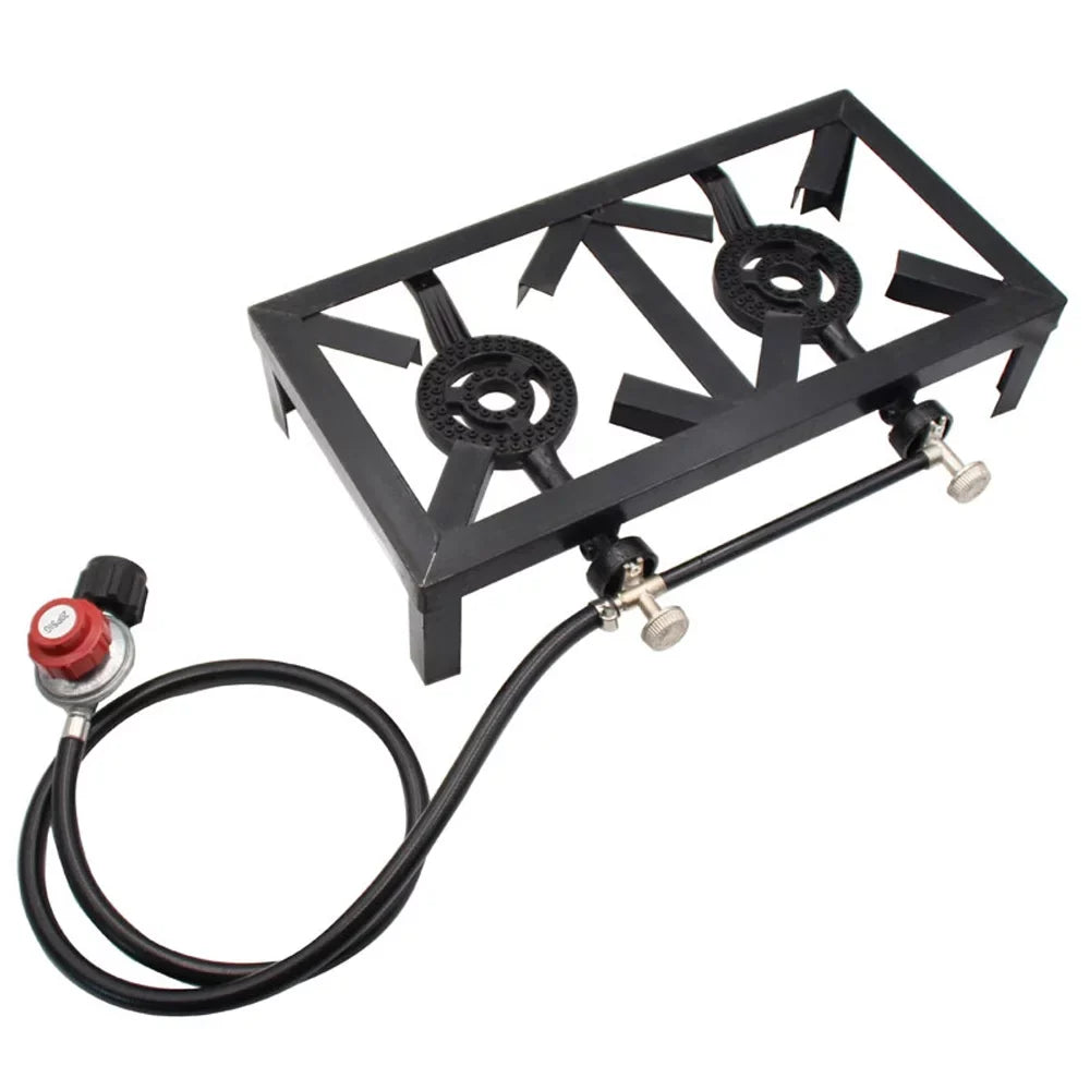 Stylish walmeck Propane Gas Double Cast Iron Stove for Patio Camping BBQ Cooking ( Standard)