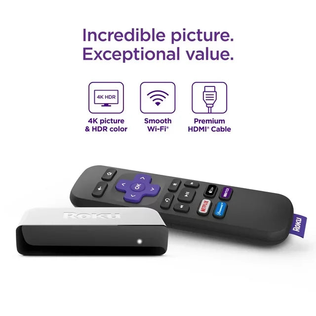 Roku Premiere | 4K/HDR Streaming Media Player Wi-FiÂ® Enabled with Premium High Speed HDMIÂ® Cable and Simple Remote + Tigology Accessories