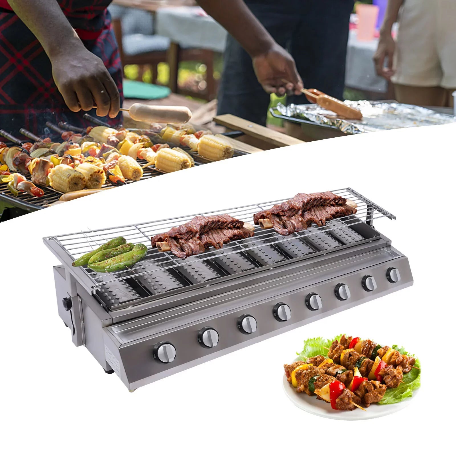 YIYIBYUS BBQ Grill Gas Barbecue Grill for Home Patio Garden Party Picnic, Stainless Steel - Exclusive Design