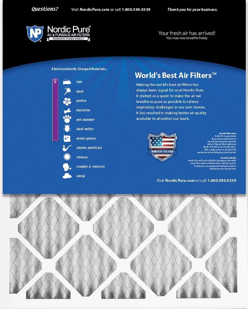16x25x1 (15_1/2x24_1/2) Pleated MERV 8 Air Filters 24 Pack - Exclusive Design