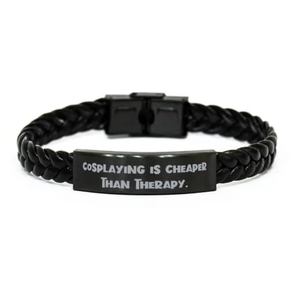 Stylish amangny Cosplaying is Cheaper Than Therapy. Braided Leather Bracelet, Cosplaying Present from, Love Engraved Bracelet for Men Women