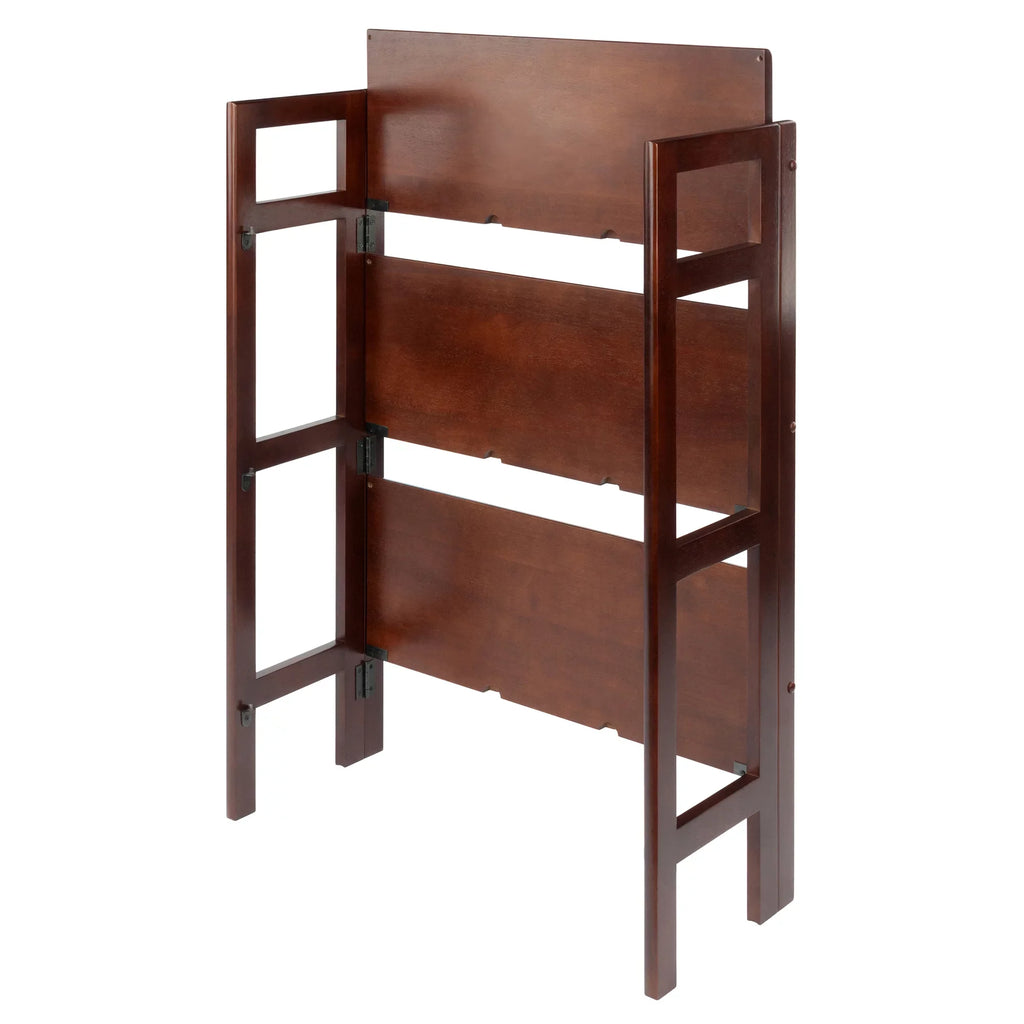 Stylish Winsome Wood Terry 3-Tier Foldable Shelf, Stackable, Walnut Finish