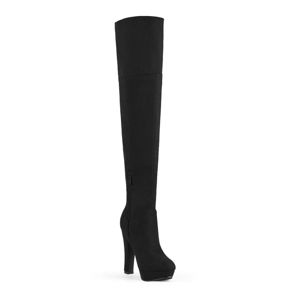 Stylish DREAM PAIRS Women's Fashion Thigh High Chunky Heel Platform Over The Knee Boots HIGHPLAT BLACK Size 7.5