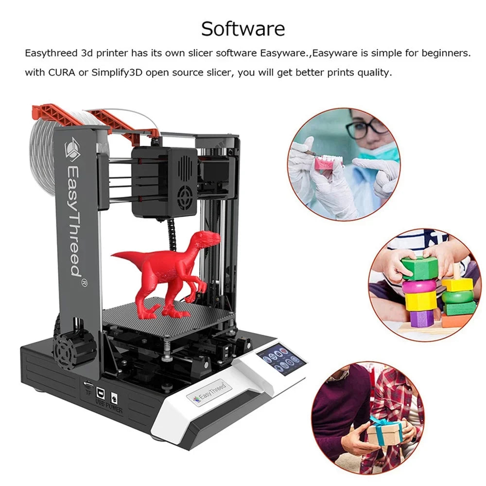 EasyThreed 3D printer,Print Size Removable K6 Plus 3D Printer TF Kids HUIOP Printers 3D-Printer 3D Printer Hine 100x100x100mm/4x4x4inches MIZUH Comes Plus Printer Hine ICHU