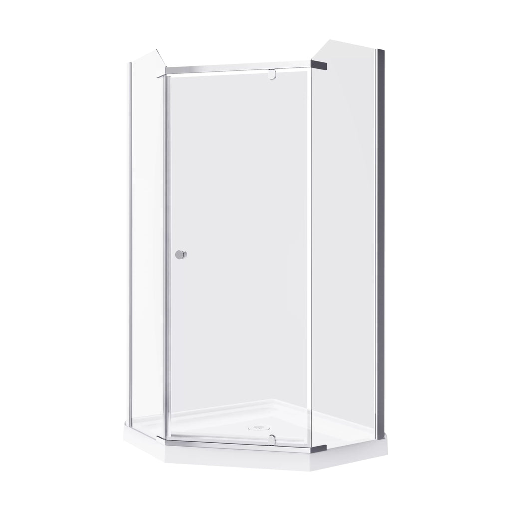 Stylish A&E Bath Cassidy Neo Angle Shower Enclosure Kit With Acrylic Base Without Walls