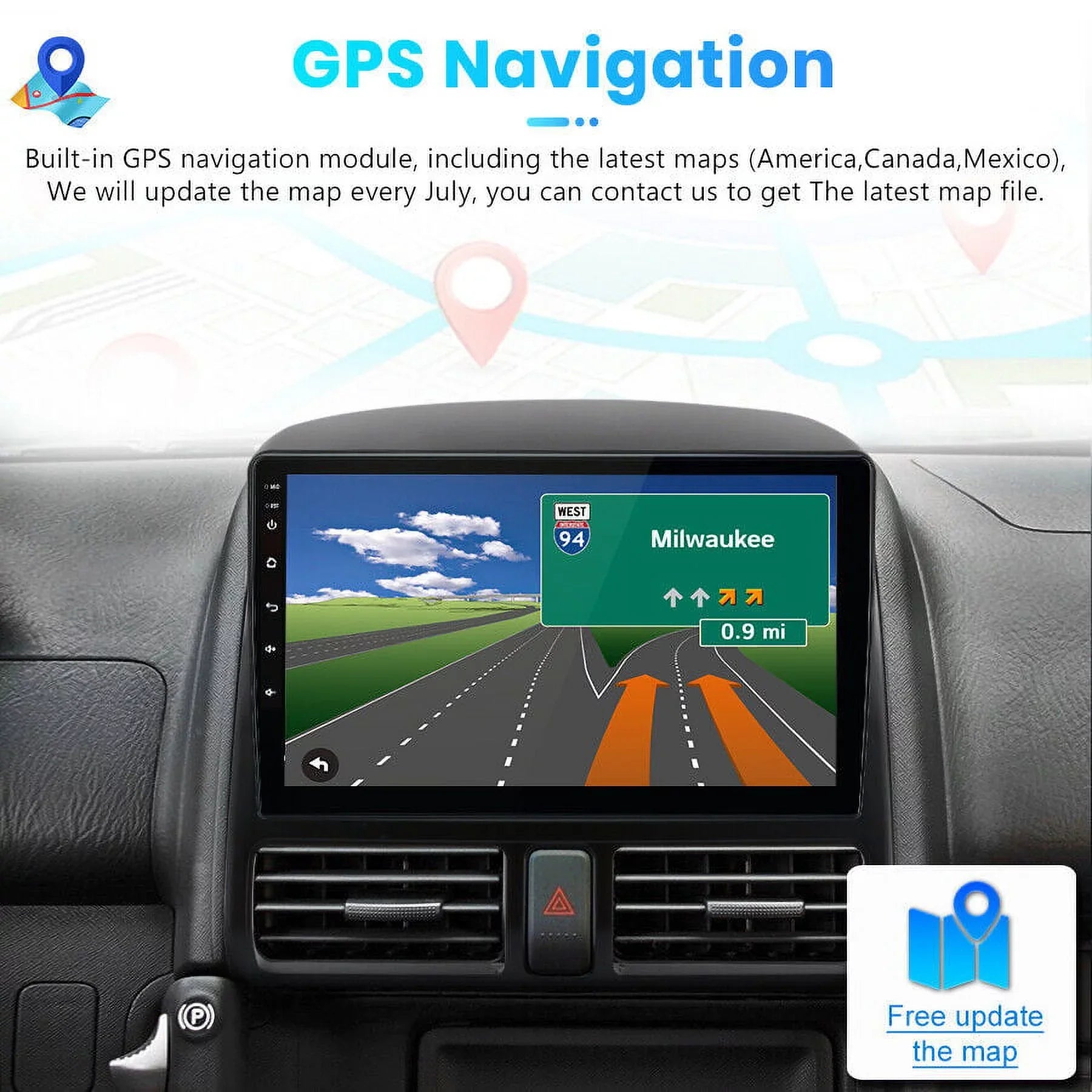 AWESAFE Carplay Car Stereo Radio for Honda CRV 2001 2002 2003 2004 2005 2006,1+32GB 9 Inch Touch Screen with Apple Android Auto GPS Navigator Bluetooth WiFi FM Radio Mirror Link
