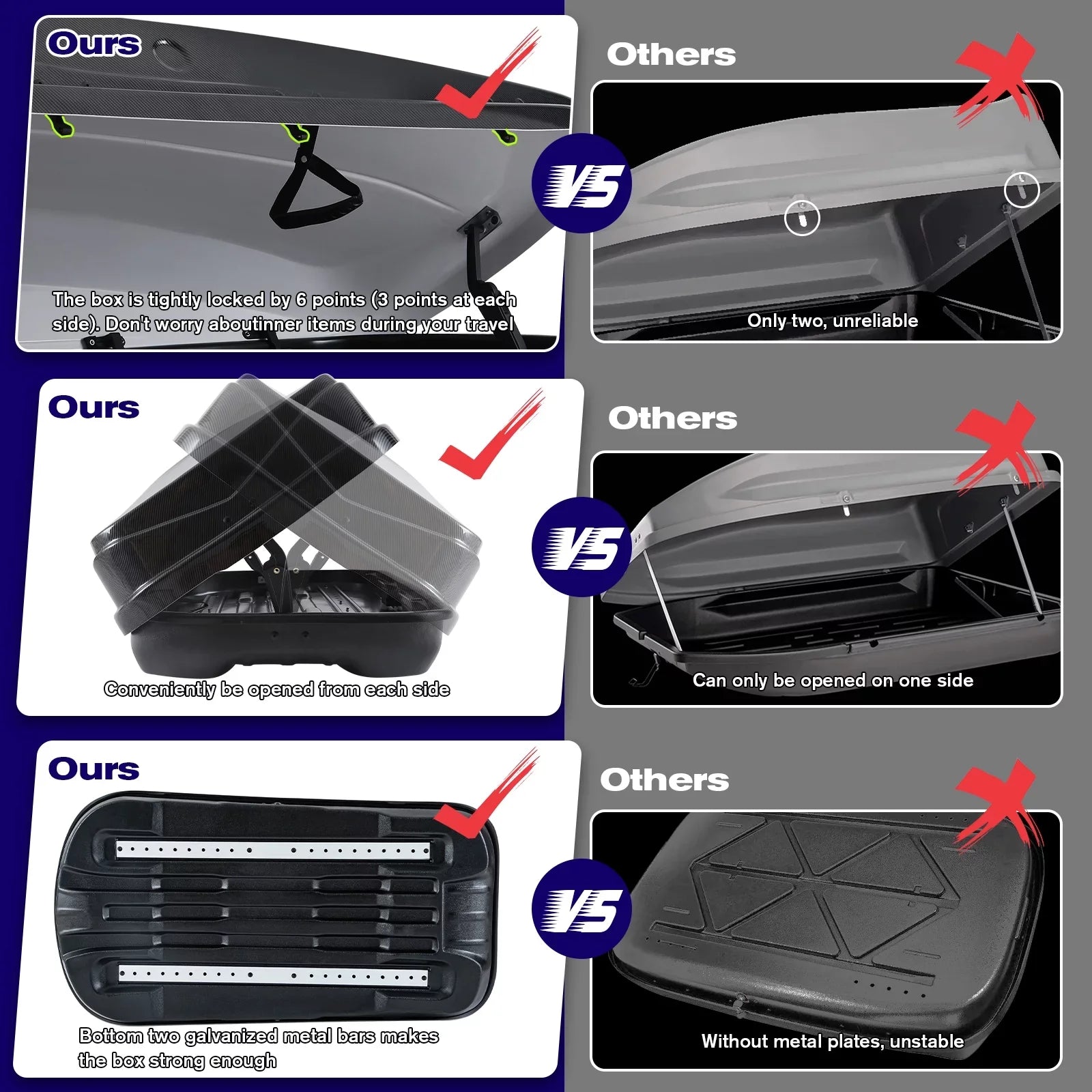 Large Rooftop Cargo Carrier Hard Shell Rooftop Cargo Box with Double Locks, 13 ftÂ³ Waterproof Cargo Box for SUV Rooftop 56.3" L x 30.3" W x 13.8" H, Carbon Fibre Grain