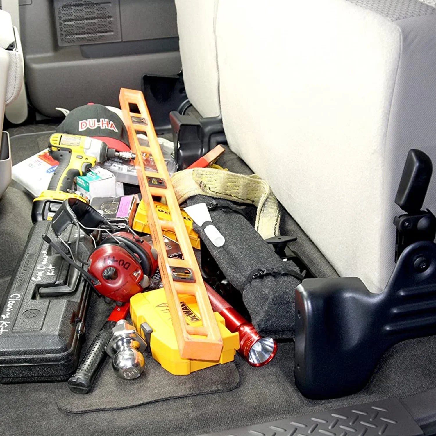 DU-HA 20096 DU-HA Underseat Storage; Incl. Gun Rack/Organizer; Vehicles w/o Factory Subwoofer; Gray; Fits select: 2013-2014 FORD F150 SUPER CAB, 2011-2012 FORD F150