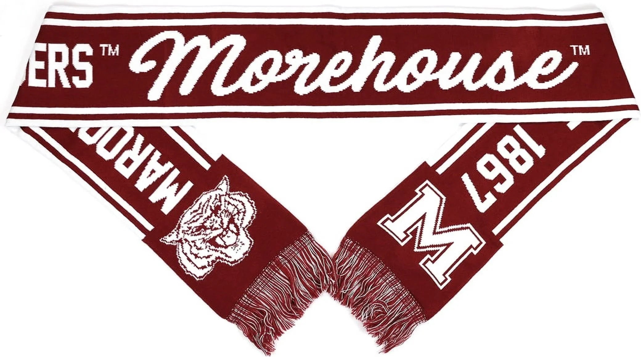 Stylish Big Boy Morehouse Maroon Tigers S6 Knit Scarf [Maroon - 80" x 7"]