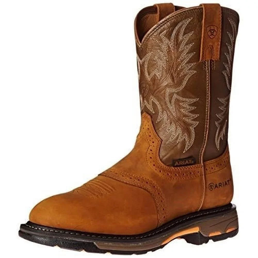 Stylish ARIAT WORK Mens 10" WorkHog Soft Toe Pull-On Work Boot Aged Bark - 10001188 AGED BARK