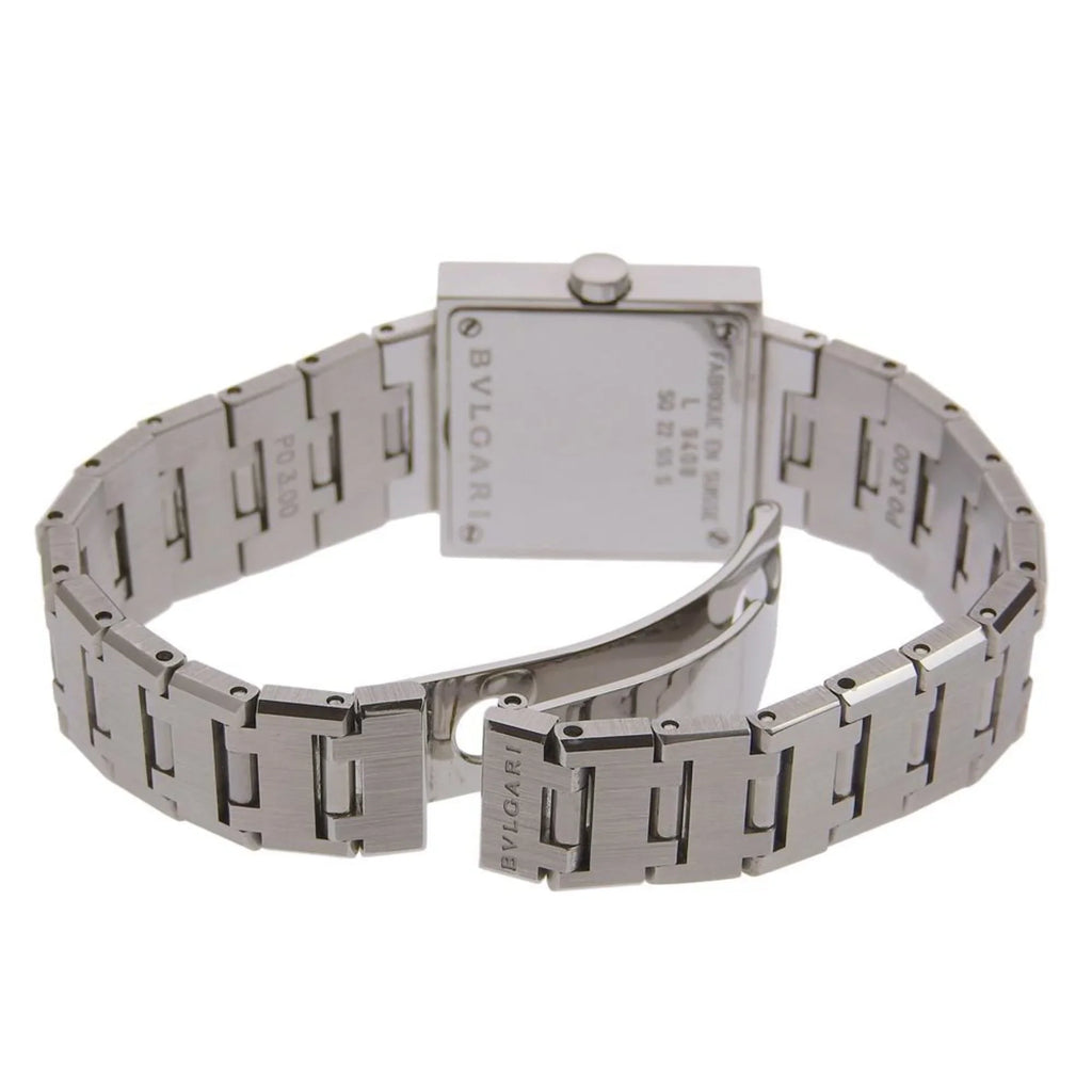 Pre-Owned BVLGARI Bulgari Quadrado watch SQ22SS stainless steel silver quartz analog display ladies black dial (Good)