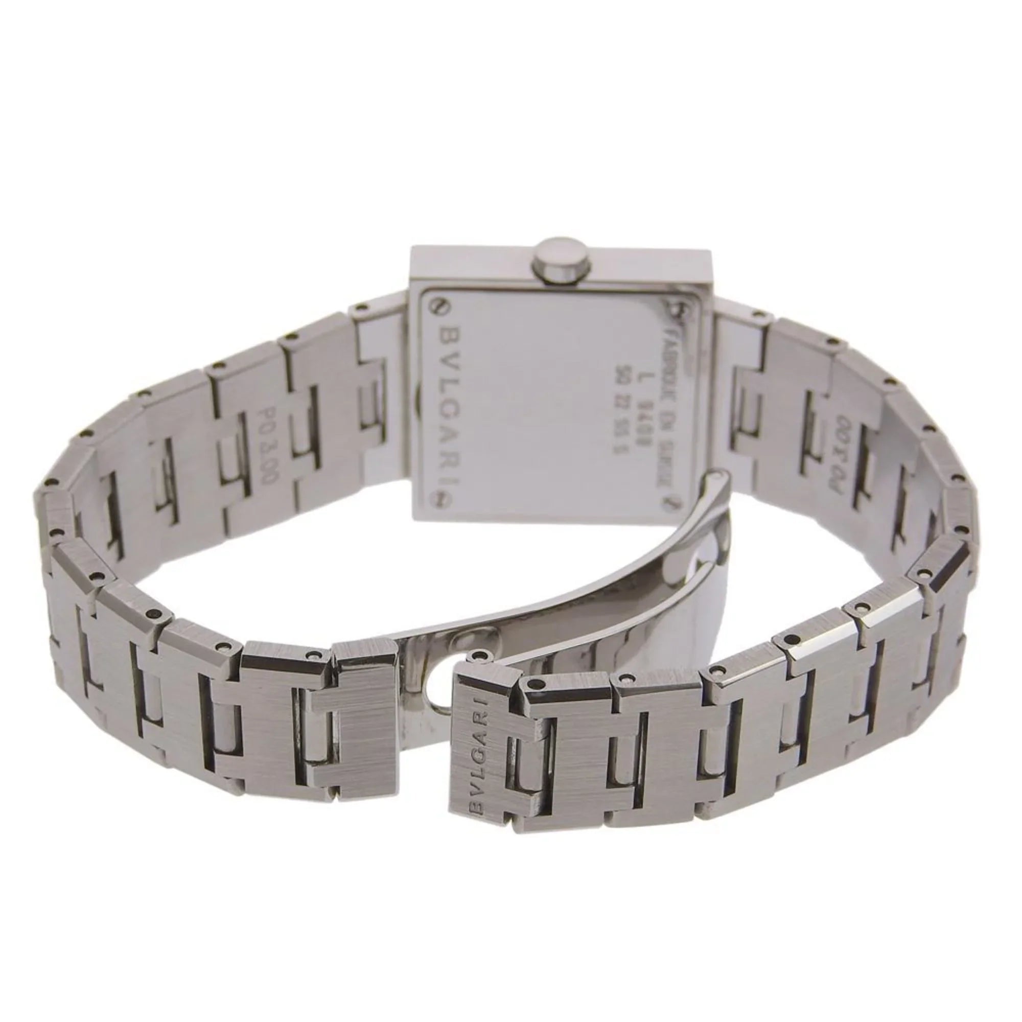 Pre-Owned BVLGARI Bulgari Quadrado watch SQ22SS stainless steel silver quartz analog display ladies black dial (Good)