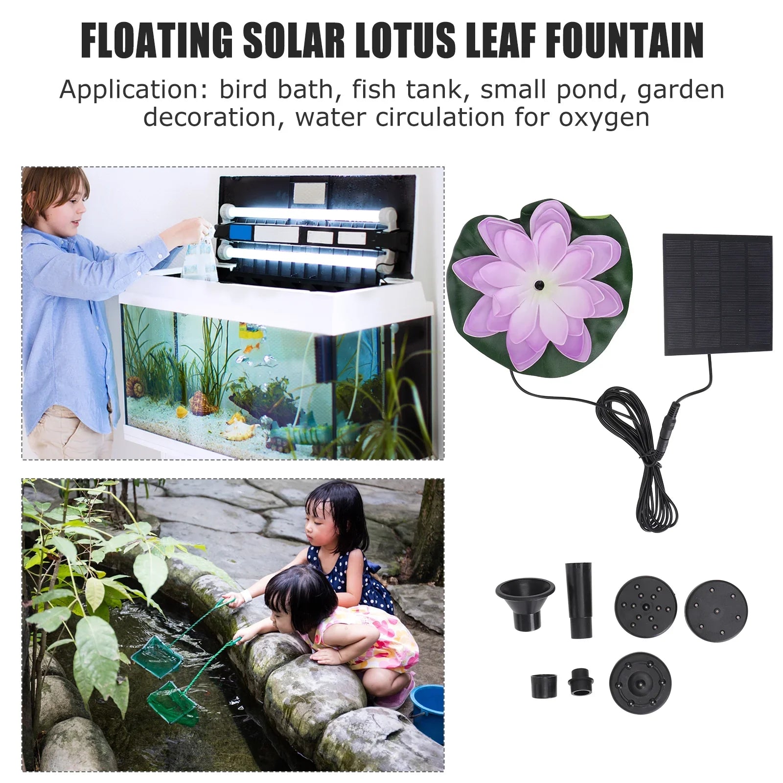 Stylish Gongxipen 1 Set Lotus Solar Fountain Outdoor Waterscape Fountain Pond Floating Fountain