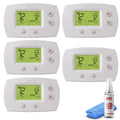Stylish 5-Pack Honeywell TH5220D1029 Focuspro 5000 Non-Programmable 2 Heat and 2 Cooling Thermostat, Large Screen + LCD Cleaner