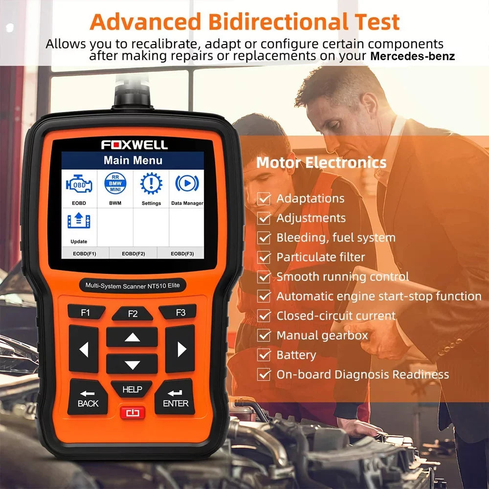 FOXWELL Pofessional All System OBD2 Scanner For Mercedes-benz SAS DPF BRT Multi Reset Bi-Directional Test Auto Car Diagnostic Tool - Exclusive Design