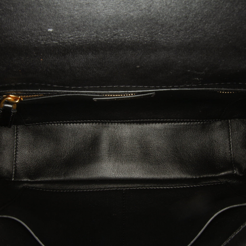 Stylish Pre-Owned Authenticated Valentino Medium Roman Stud Satchel Calf Leather Black Unisex (Good)