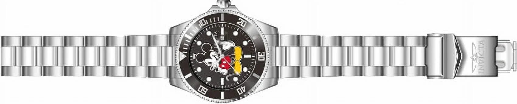 Stylish Invicta Men's Disney Mickey Mouse Black Yellow Dial limited Edition Stainless Steel Quartz Watch