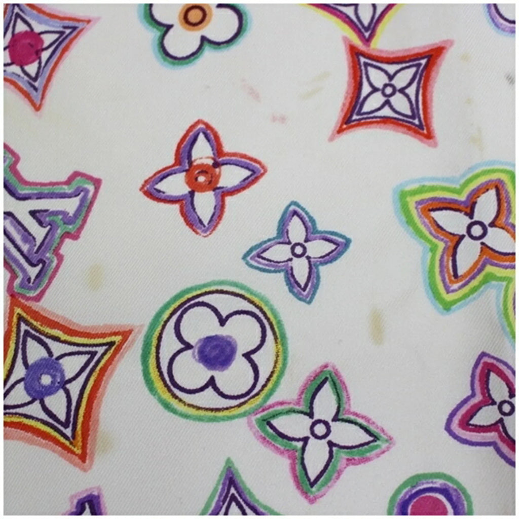 Pre-Owned Louis Vuitton Silk Scarf Muffler Monogram White x Multicolor Women's (Good)
